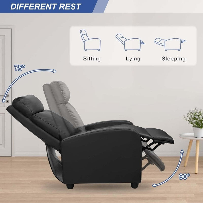 Modern Black Massage Recliner Chair with Padded Cushion for Home Theater3