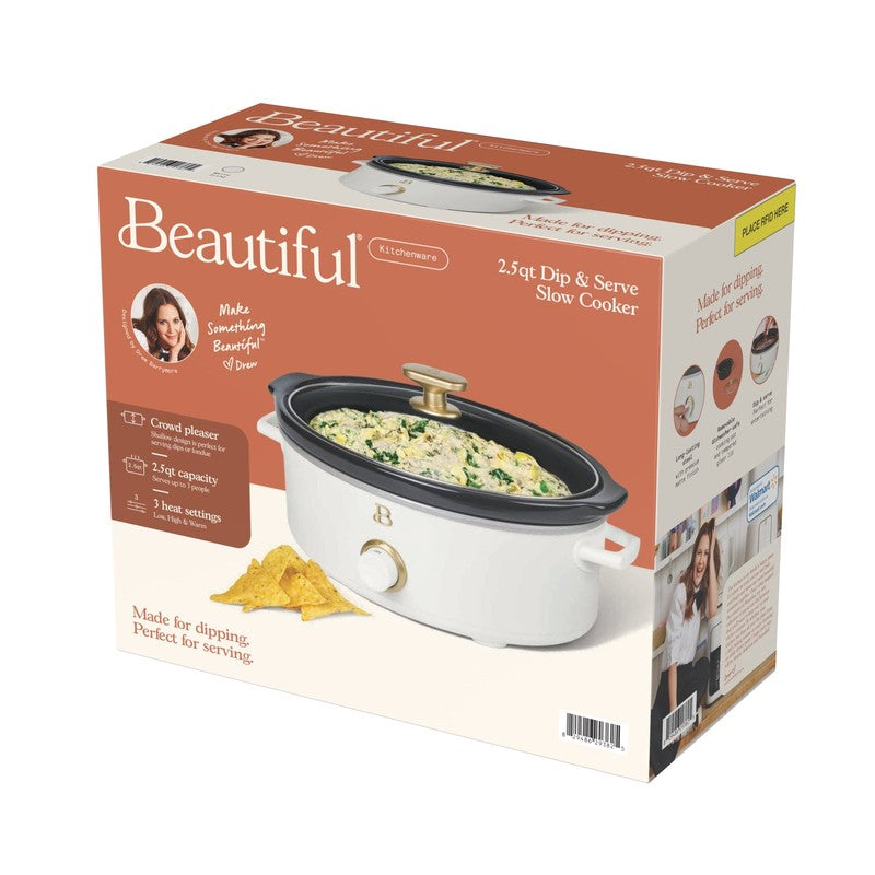 2.5 Qt Dip and Serve Manual Slow Cooker, White Icing by Drew Barrymore9