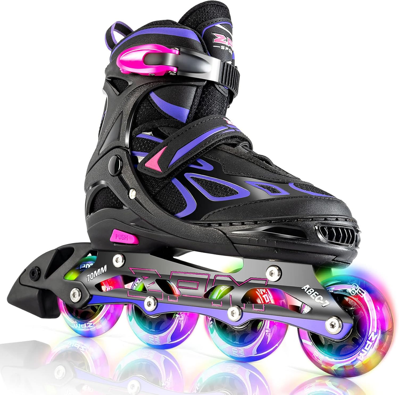 Vinal Girls Adjustable Flashing Inline Skates, All Wheels Light Up, Fun Illumina0