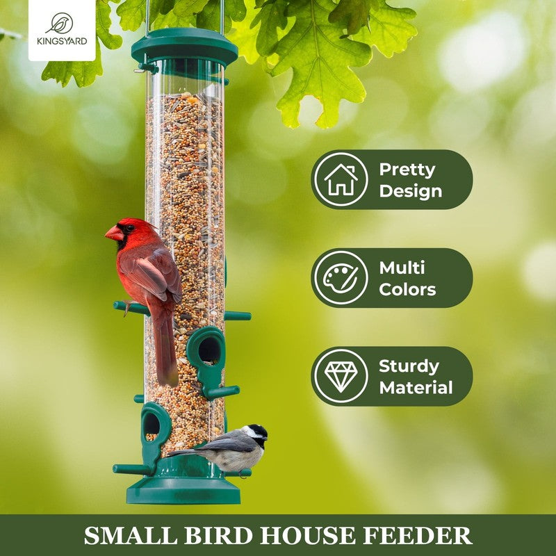 2-Pack Green Plastic Tube Bird Feeders, 6-Port Hanging Feeders for Outdoors3
