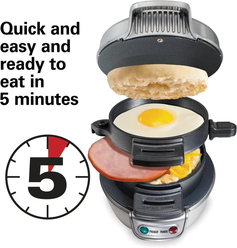 Breakfast Sandwich Maker with Egg Cooker Ring, Customize Ingredients, Perfect fo1