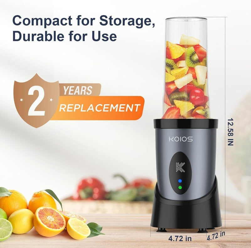 900W Personal Smoothie Blender w/ 2x22Oz Cups Single Serve Mixer Grey Blue5