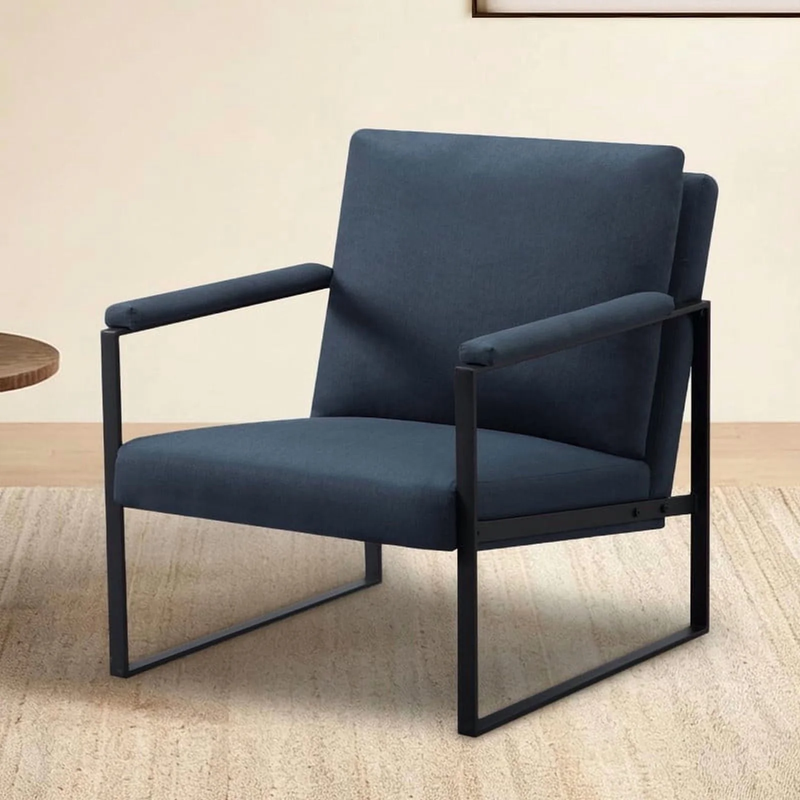 Metal Frame Accent Armchair with Ergonomic Cushioning, Upholstered Armrests up t0