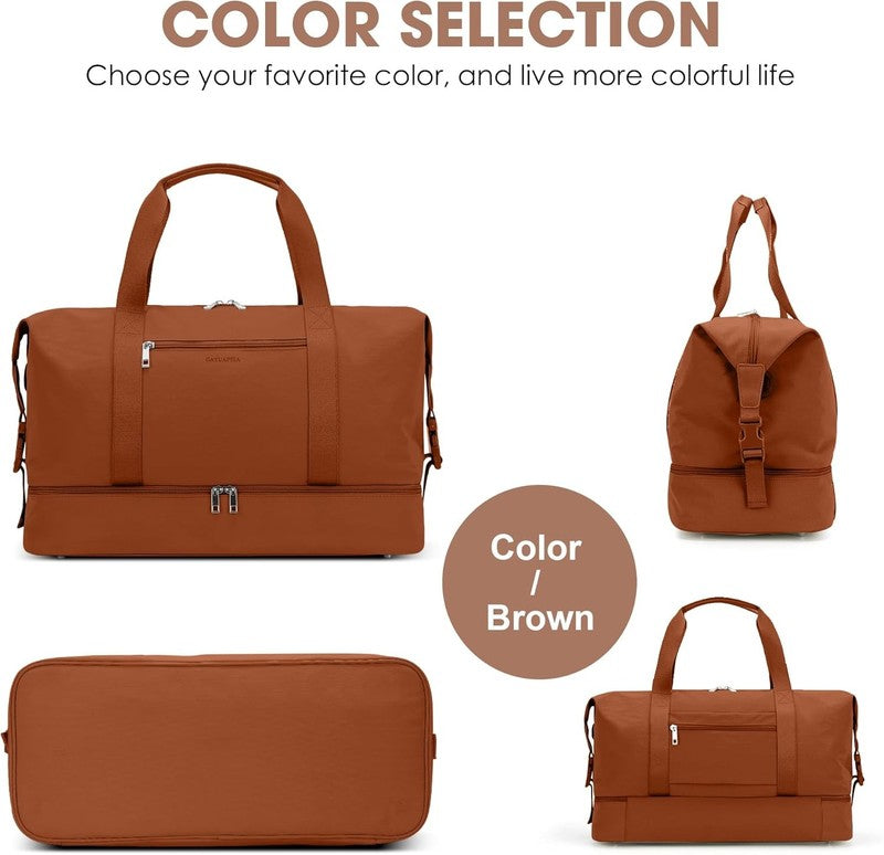 21in Women Weekender Duffle Bag 2Pc Canvas Leather Carry On Shoe Compartment6