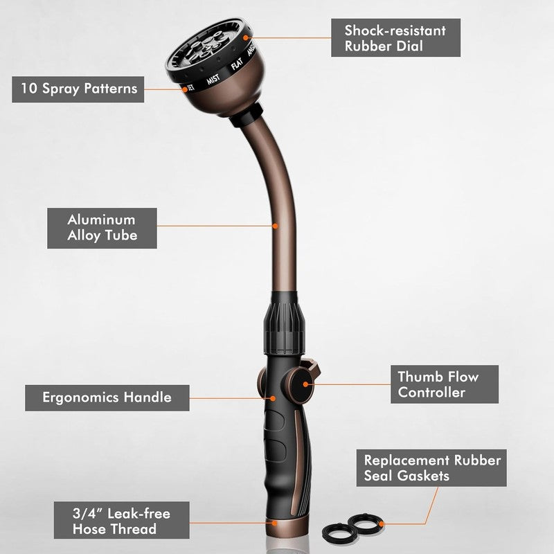 Heavy Duty 15-Inch Watering Wand with 10 Spray Patterns - Oil Rubbed Bronze1