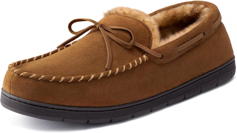 Mens Luke Moccasin Slippers Memory Foam House Shoes Indoor Outdoor0