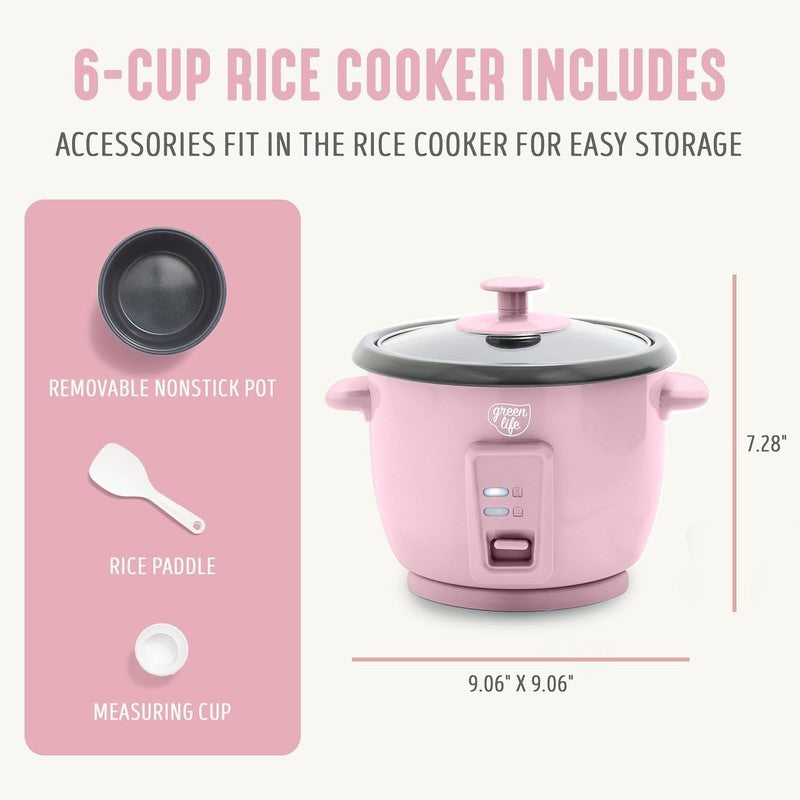 Rice Cooker 3-Cup PFAS-Free Ceramic Removable Pot Pink Multicooker2