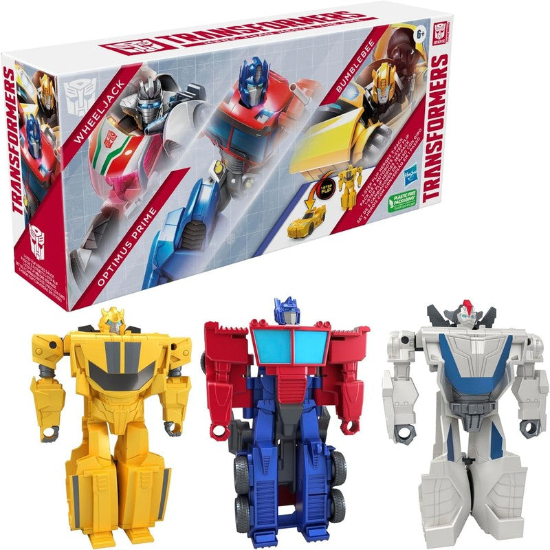 Transformers 1 Step Flip Heroes 3 Pack, 4 Inch Wheeljack, Bumblebee, 11