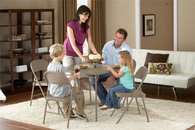 All Steel Metal Folding Chair, Beige, 4 Pack1