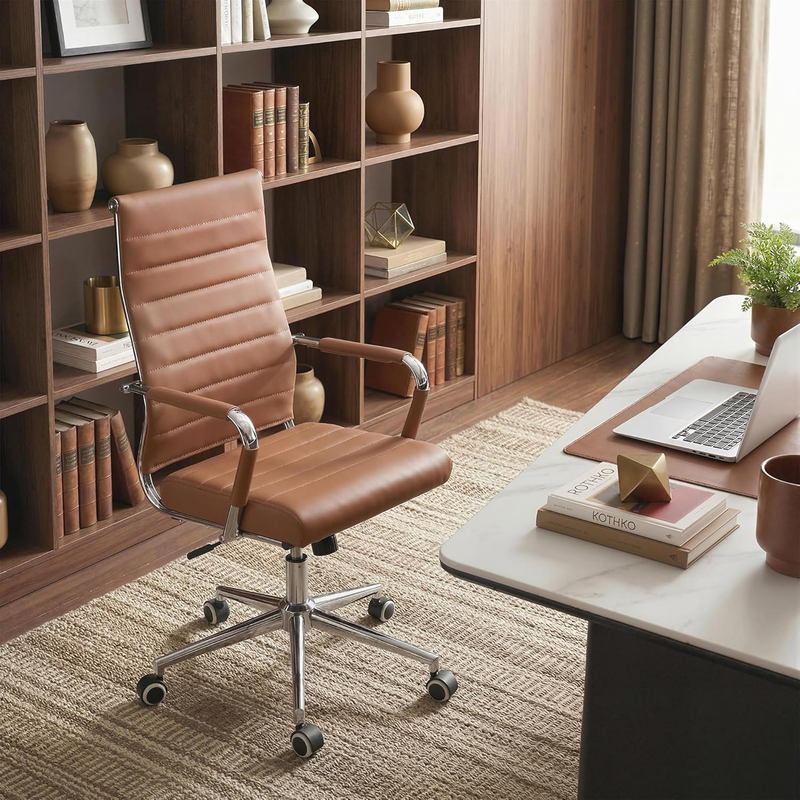 Brown Executive Office Chair Ergonomic Leather Swivel Adjustable Desk9