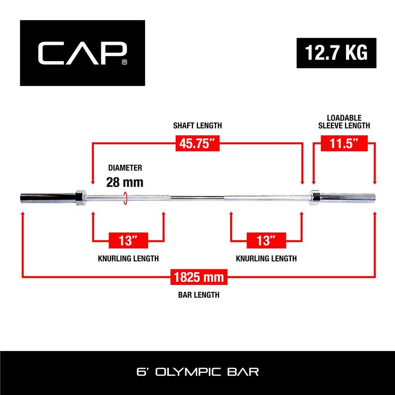 Barbell 2 In. Solid Olympic Weight Bar, 6 Ft.1