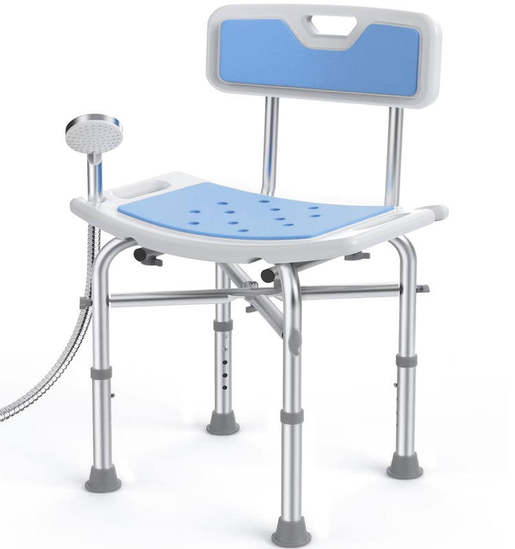 Heavy Duty Shower Chair with Back 500lb Padded Adjustable Bath Stool0