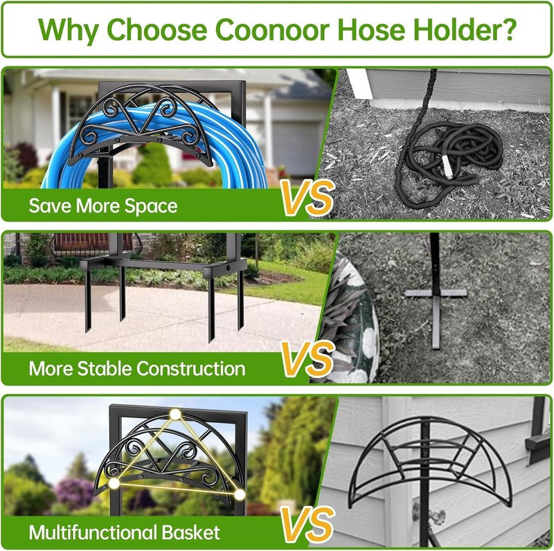 Garden Hose Holder, Water Hose Holder Holds Max 160Ft Hose, Freestanding Hose Ha3
