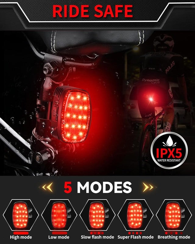 4000LM USB-C Rechargeable Bike Headlight & Rear Light Set 6+5 Modes Waterproof3