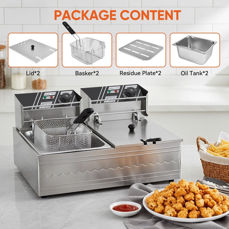 Commercial Deep Fryer with Basket 12L 5000W Professional Electric Countertop Dee4