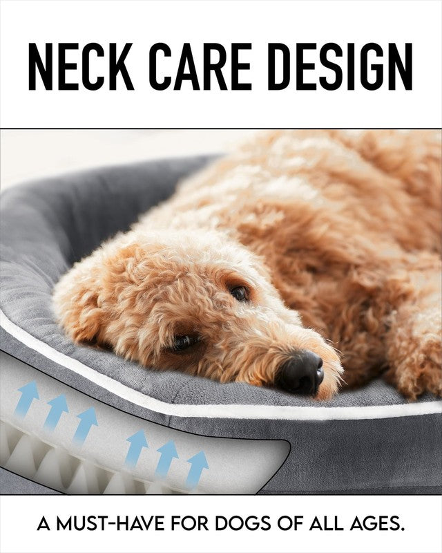Luxury Orthopedic Dog Bed for Large & Medium Dogs - 35" Gray Plush Comfort4
