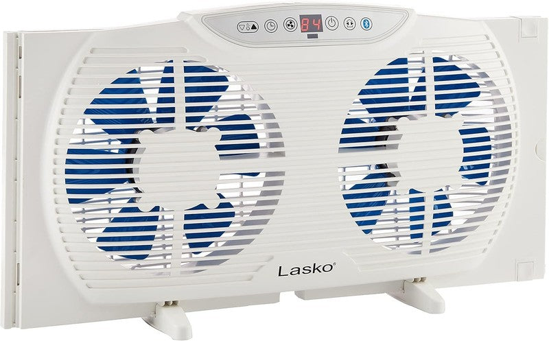 Bluetooth Twin 9 Inch Window Fan with Reversible Motors, Thermostat & Timer3
