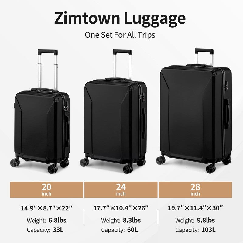 3-Piece Luggage Set with 8 Packing Cubes, Hard Shell Suitcases with Spinner Whee1