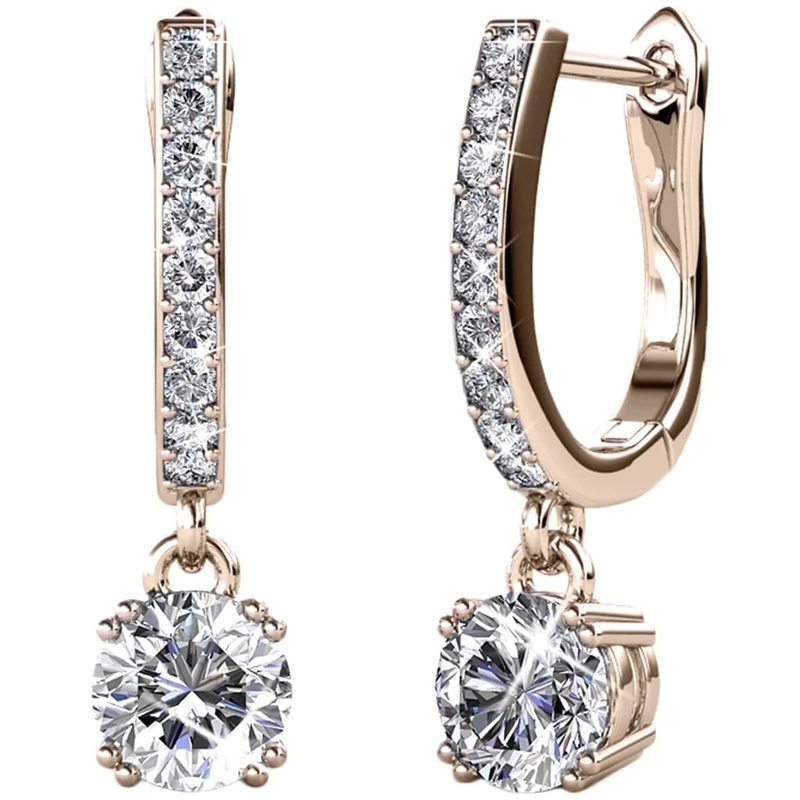 Mckenzie 18K Rose Gold Plated Drop Dangle Earrings with Crystals for Women8