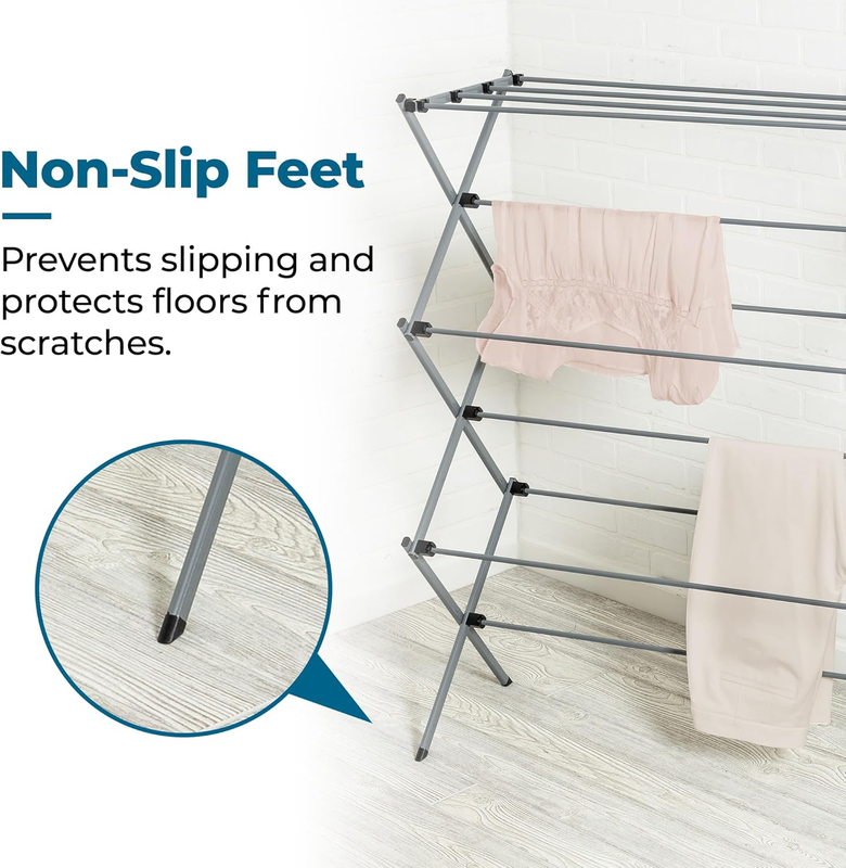 Collapsible Laundry Drying Rack, Sturdy Steel, Foldable & Portable Clothes Dryin3
