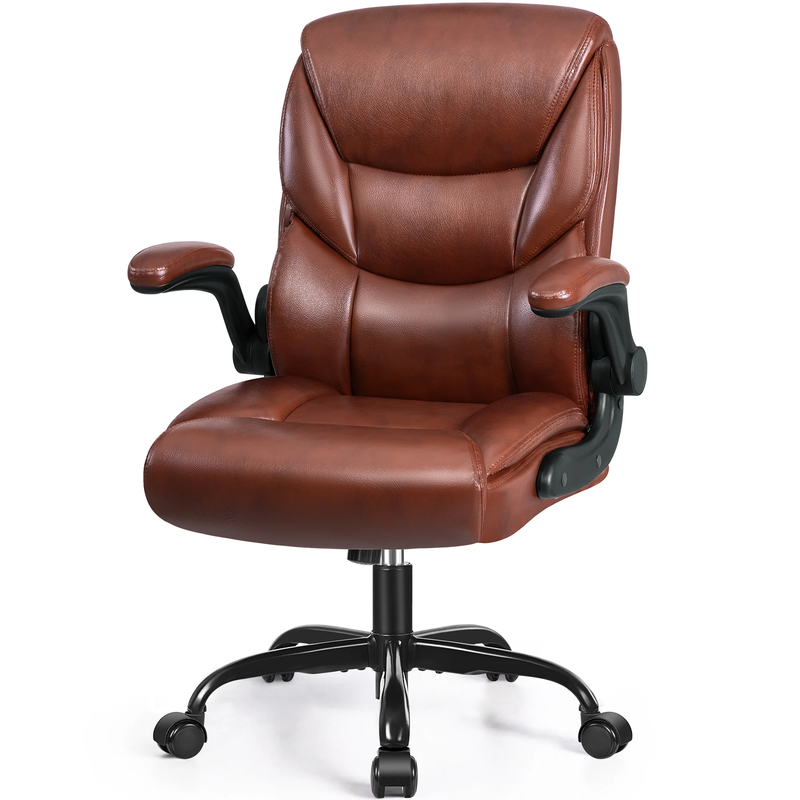 High Back Leather Office Chair 400LB Adjustable Desk Chair Dark Brown9