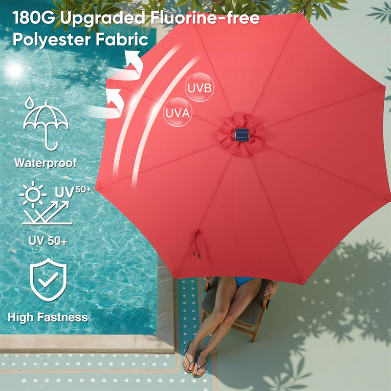 Outdoor 10FT Umbrella 32 LED Solar Light UV Resistant Tilt Market Umbrella4