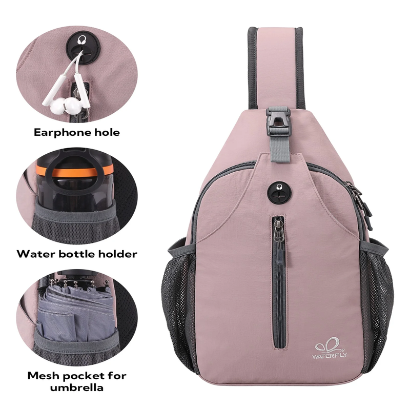 Unisex Hiking Travel Nylon Sling Bag Cross Body Shoulder Chest Bag,Pink4