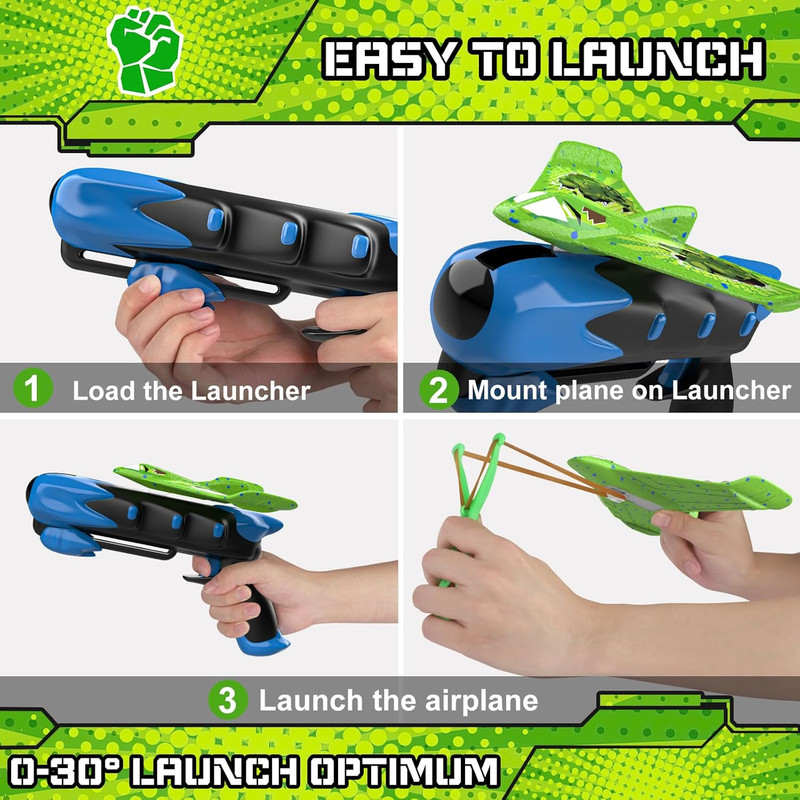 6 Pack LED Foam Airplane Launcher Toys Outdoor Flying Plane Kids Gift4