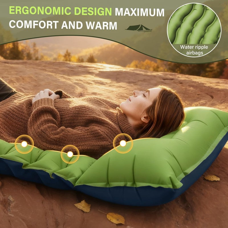 Camping Sleeping Pad, Ultralight Camping Mat with Pillow, Built-In Foot Pump Inf1