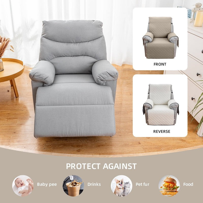 Non-Slip Recliner Chair Cover 25" Khaki with Pocket for Dogs & Pets3