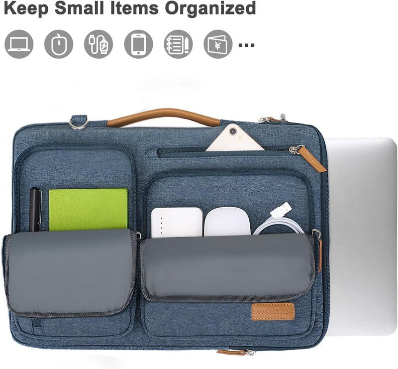 15.6 Inch Laptop Shoulder Bag 360 Protective Messenger 4 Zipper Pockets Blue2
