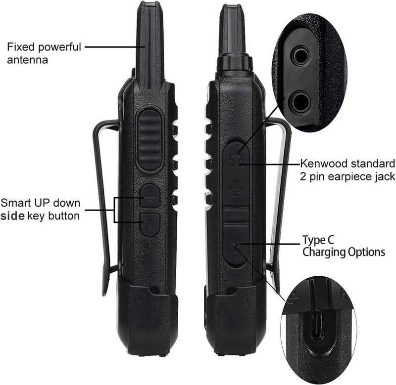 RT22 Two Way Radio Long Range Rechargeable,Portable 2 Way Radio, USB C Charging,6