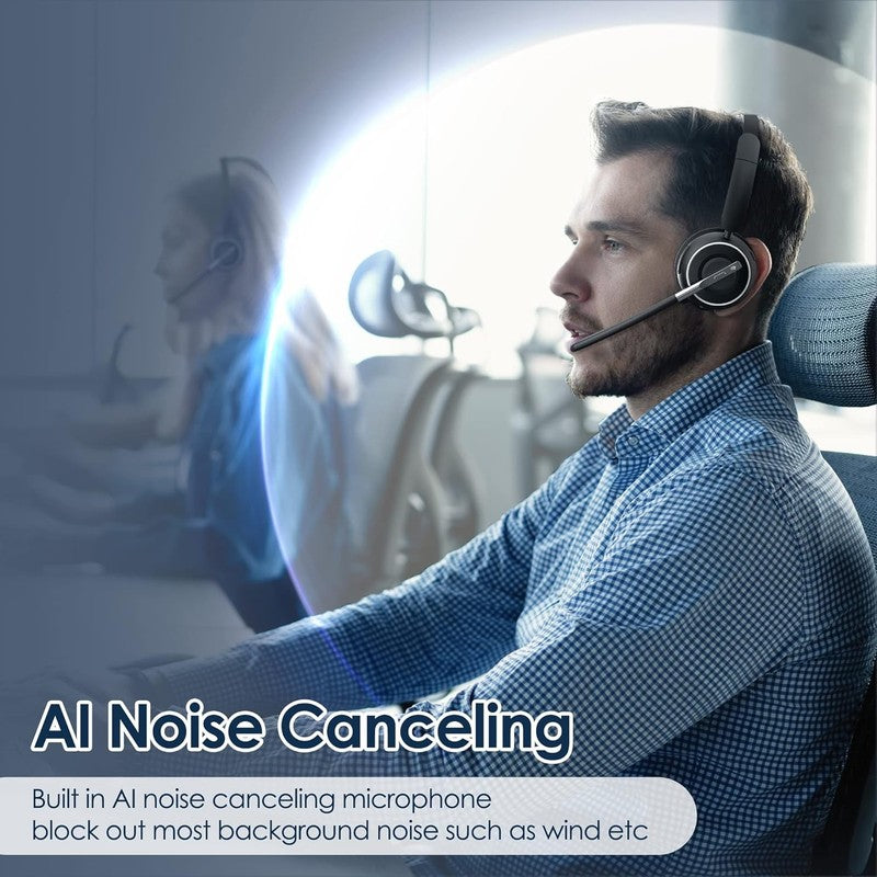 2025 Wireless Bluetooth Headset w/ Noise Cancel Mic USB Dongle Charging Base1