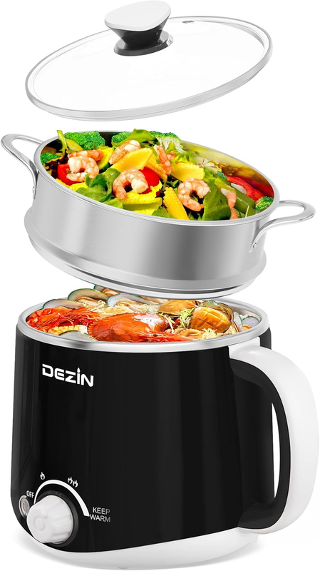 1.6L Electric Hot Pot with Steamer Stainless Steel Temp Control Keep Warm0