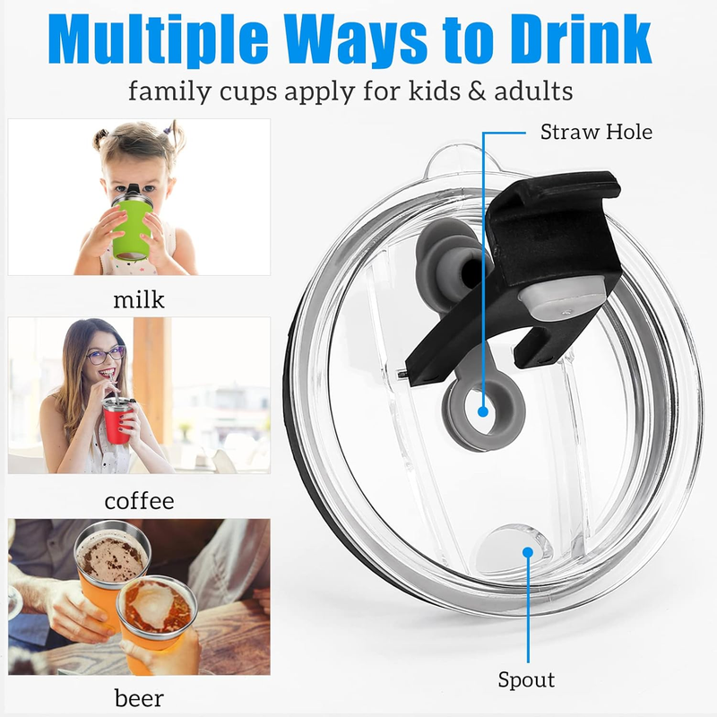 5PK Stainless Steel Kids Cups 12oz Spill Proof Lids Straws Silicone Sleeves4