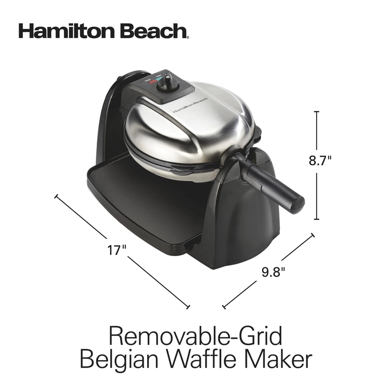 Belgian Waffle Maker with Removable Non-Stick Grids, Roataing Waffle Iron, Stain7
