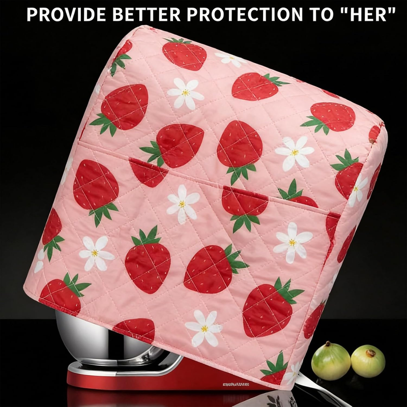 Strawberry Stand Mixer Cover Fits KitchenAid 5 8 Qt w/ Storage Pockets6