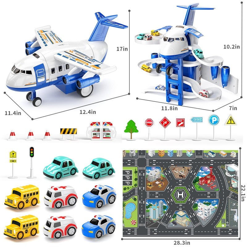 Kids Airplane Toys Race Tracks Car Toys for 3 4 5 6 7 Boys - Transport Airplane 2