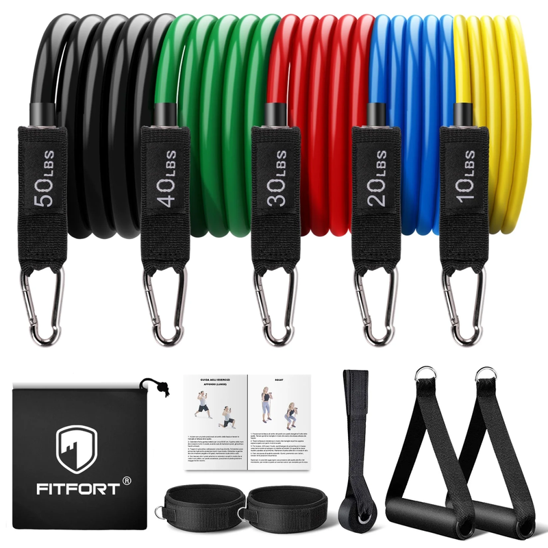 150Lb Resistance Bands Set with Door Anchor & Handles for Home Gym Fitness10