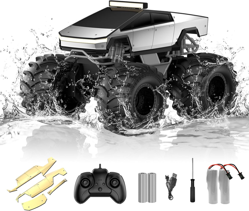 Amphibious Remote Control Monster Truck   4WD All Terrain RC Car for Kids 6+9