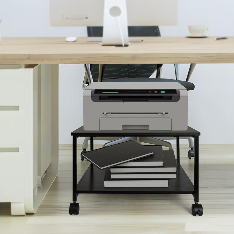 2 Tier under Desk Printer Stand W/Storage   19.5X19.5X12.8''Heavy Duty Rolling C4
