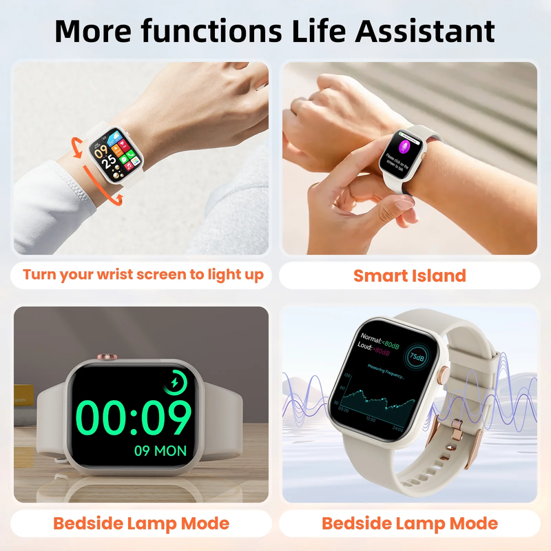 Smart Watch Men Women 1.85" Call Fitness Tracker IP68 White4