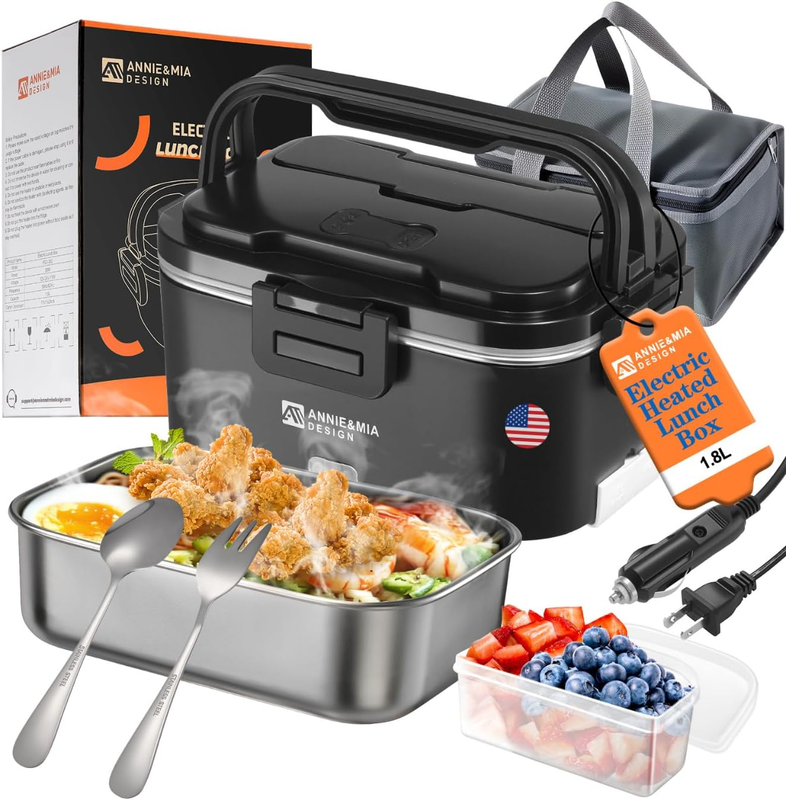 Electric Lunch Box 100W 1.8L Portable Heated Food Warmer for Adults Car & Office7