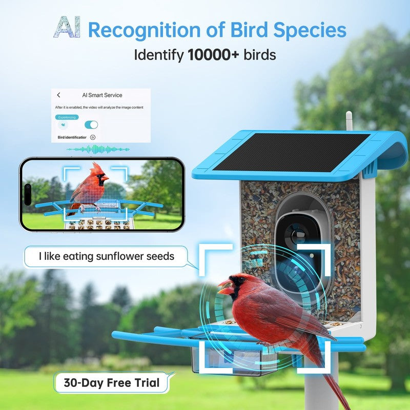 Smart Bird Feeder with Camera: Solar Powered Birdhouse with AI Recognition, Wire5