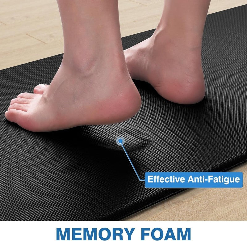 Cushioned Anti Fatigue Kitchen Mats Set, Non Slip & Waterproof, 2PCS Black6