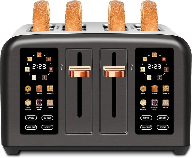 4 Slice Toaster Touch Screen Long Slot, Touch Screen for Dual Control, 7 Shade S9