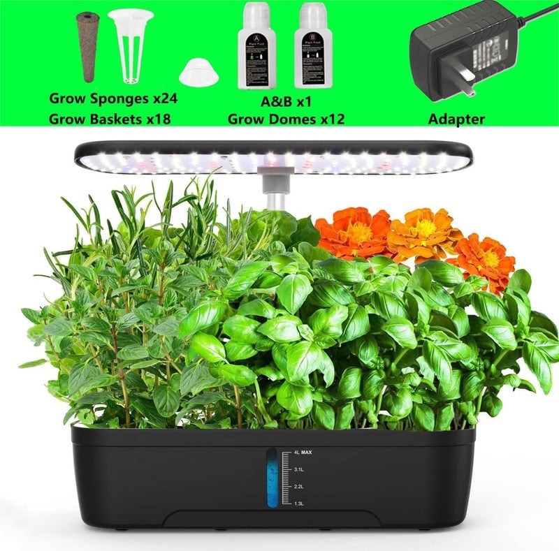 12 Pod Hydroponics Growing System Indoor Herb Garden w/ Grow Light Timer3