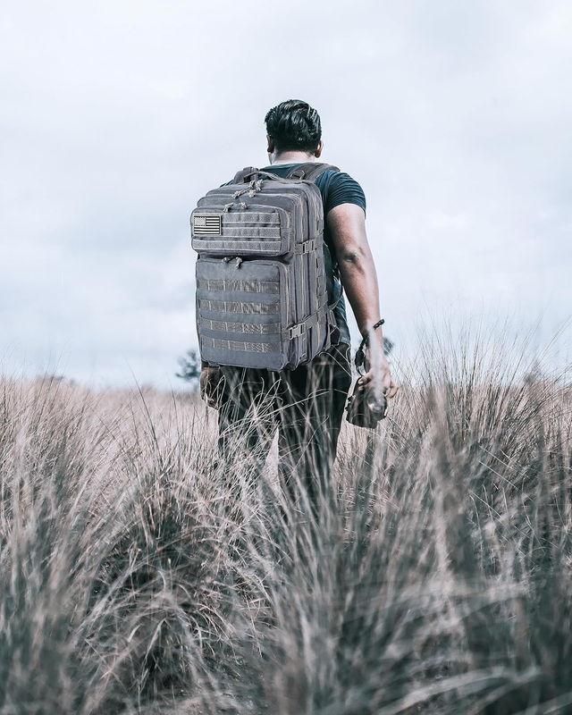 Military 45L Tactical Backpack Grey MOLLE Assault Pack Travel Bag8