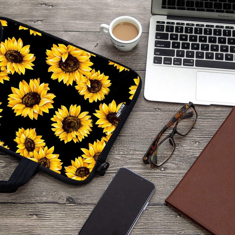 14 15.6 Laptop Sleeve Bag Sunflowers Neoprene Carry Case w/ Handle Pocket2