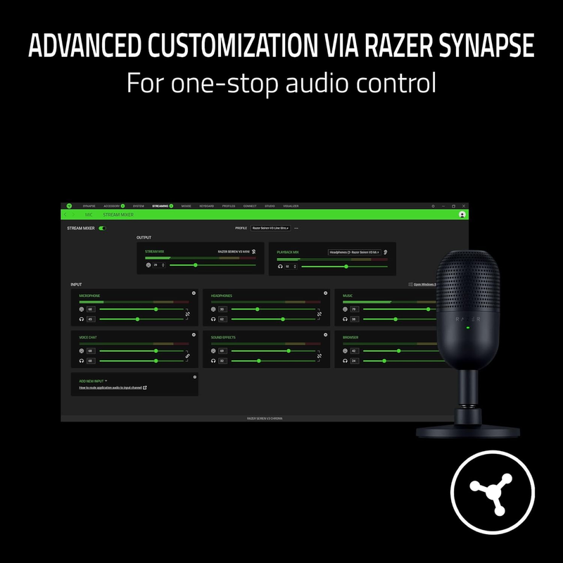 Seiren V3 Mini USB Microphone: Condenser Mic - Supercardioid Pickup Pattern - Ta6